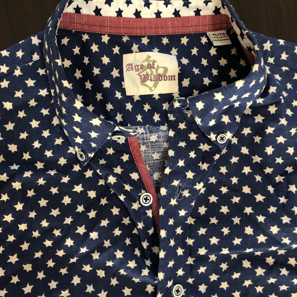 Star Print Button Down